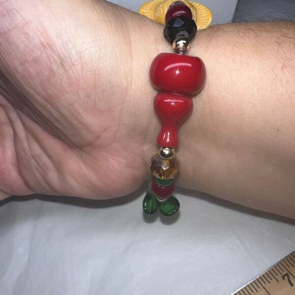 Year of the Rooster Chinese Good Luck Charm Glass Bead Stretch Bracelet - Picture 8 of 10